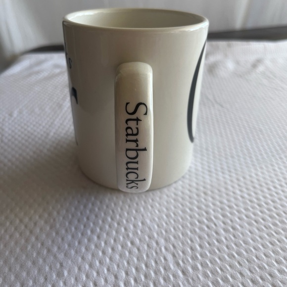 Starbucks White Mug with Black and Blue Design - Picture 3 of 4